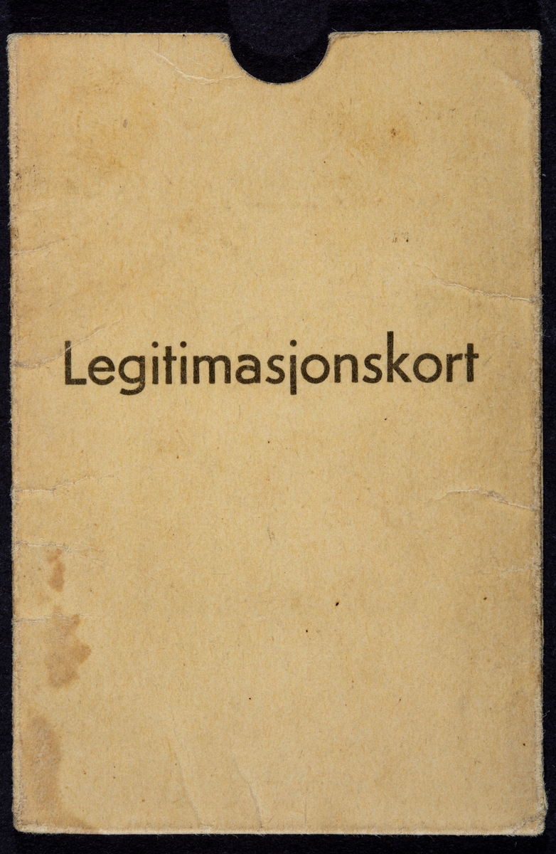 Omslag for legetimasjonskort fra krigen. Krigs ID, identifikasjonskort.