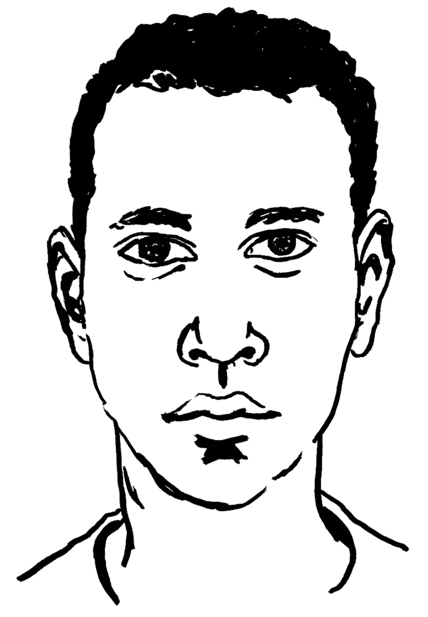 Drawing illustrating a man.