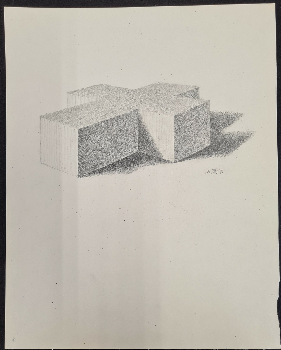 Teckning av F. A. Zettergren. En teckningsstudie av ett tjockt kors. Daterad 29/5 1861.