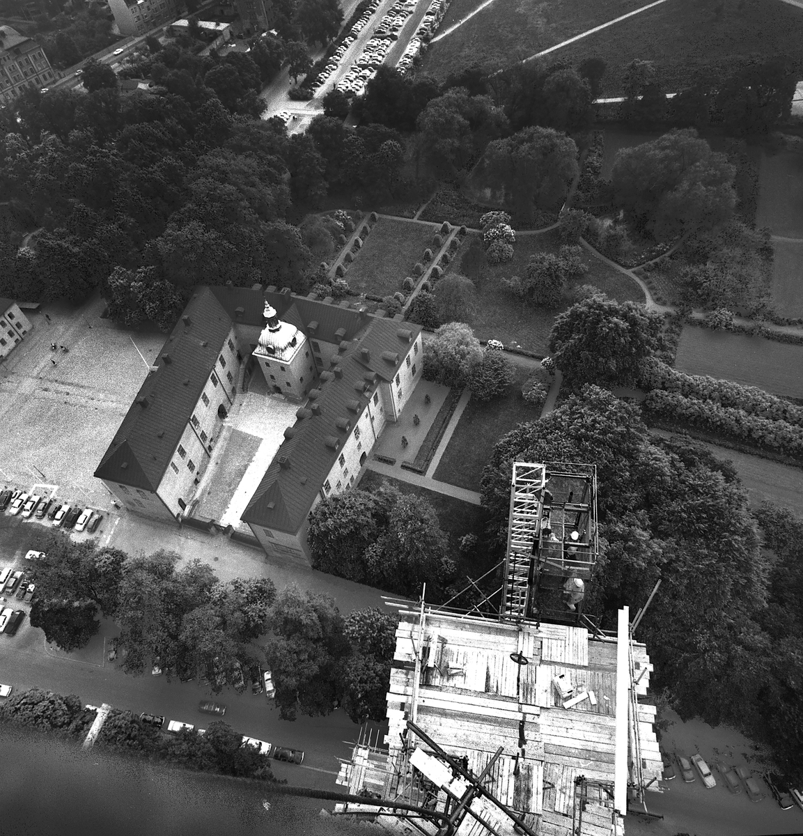 Bilder från Domkyrkans torn under byggarbete. 1968