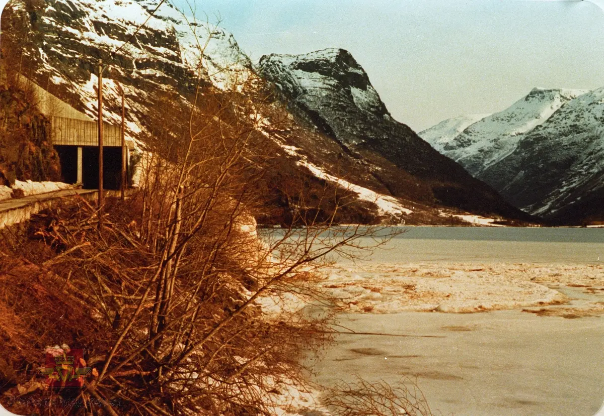 Synfaring snøskredfarleg område på fylkesveg 724 Oldedalsvegen år 1987. 

Snøskredet har gått over rasoverbygget ved Fossvega (45 meter lang) og ut i vatnet.

