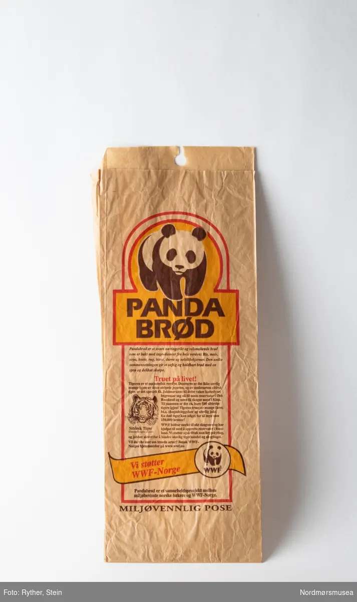 Papirpose for Pandabrød. "Vi støtter WWF-Norge.
