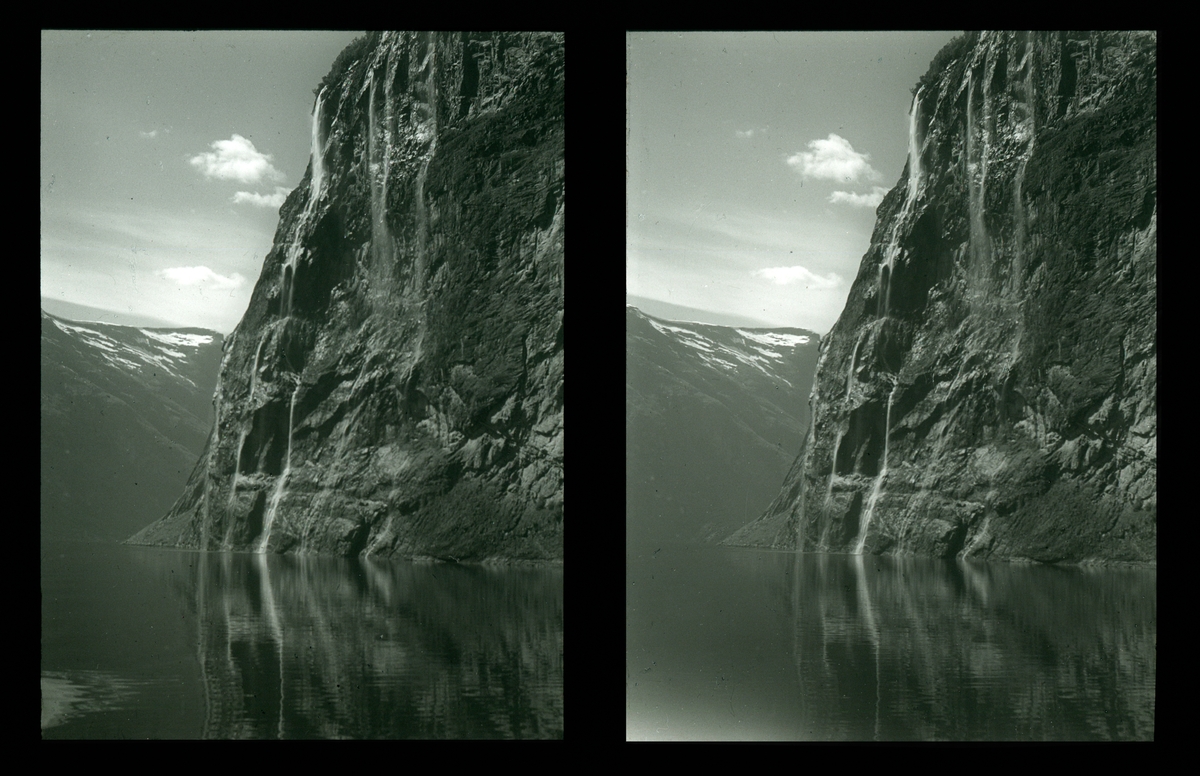 Geiranger. Geirangerfjord fra Merok. Brudesløret. - Norsk museum for ...