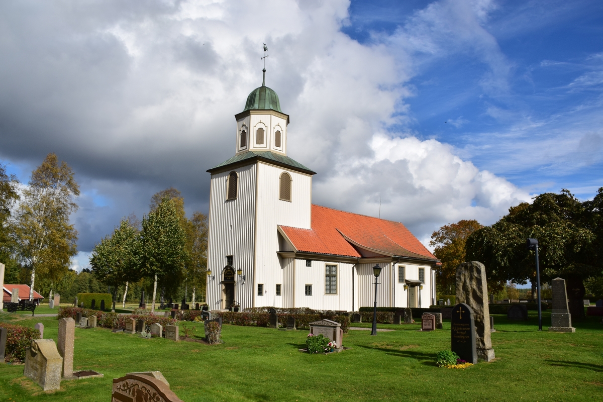 Exteriör: Gustav Adolfs kyrka. Gustav Adolfs socken i Habo kommun.