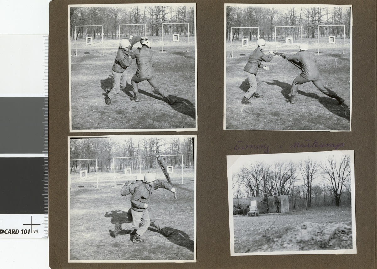 Text i fotoalbum: "Studieresa i USA mars-juni 1953. Övning i närkamp".