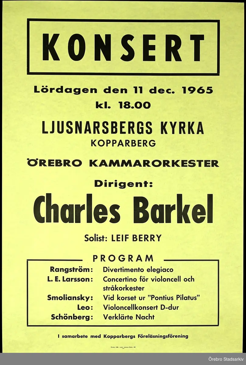 Solist Leif Berry, Dirigent Charles Barkel