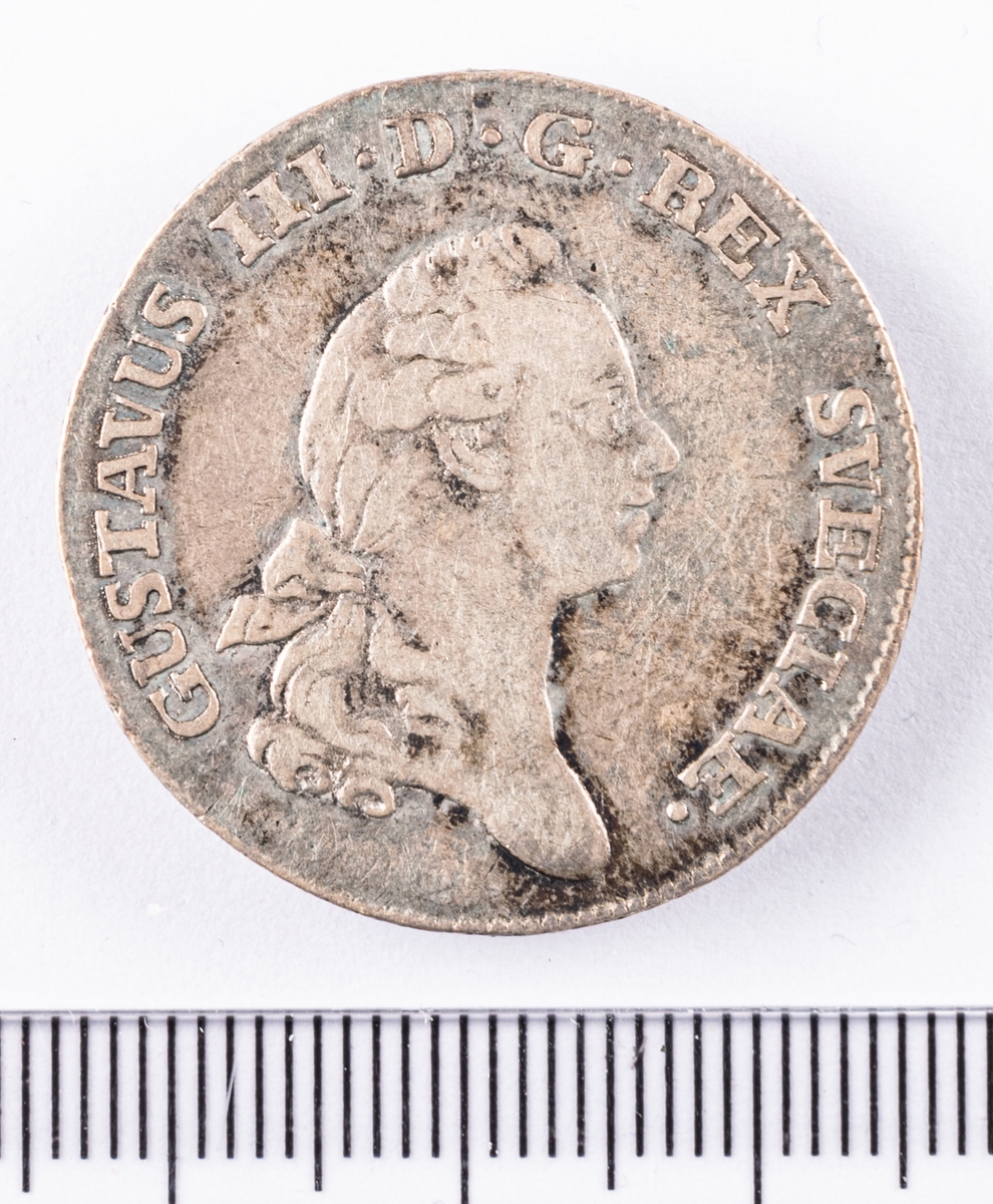 Mynt, Sverige, 1/3 riksdaler, 1daler s.m, 1778.