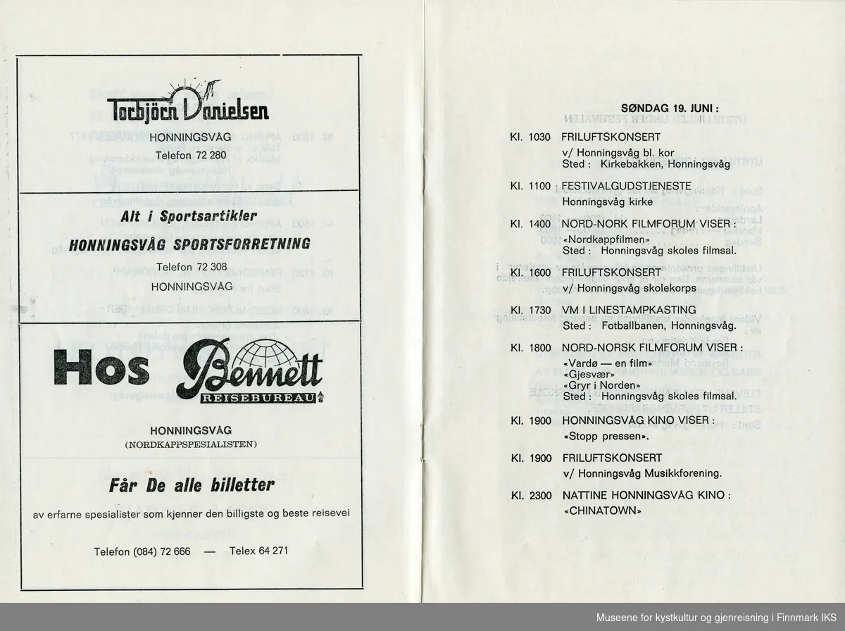 Program for Nordkappfestivalen 1977, 18.-25.juni.
