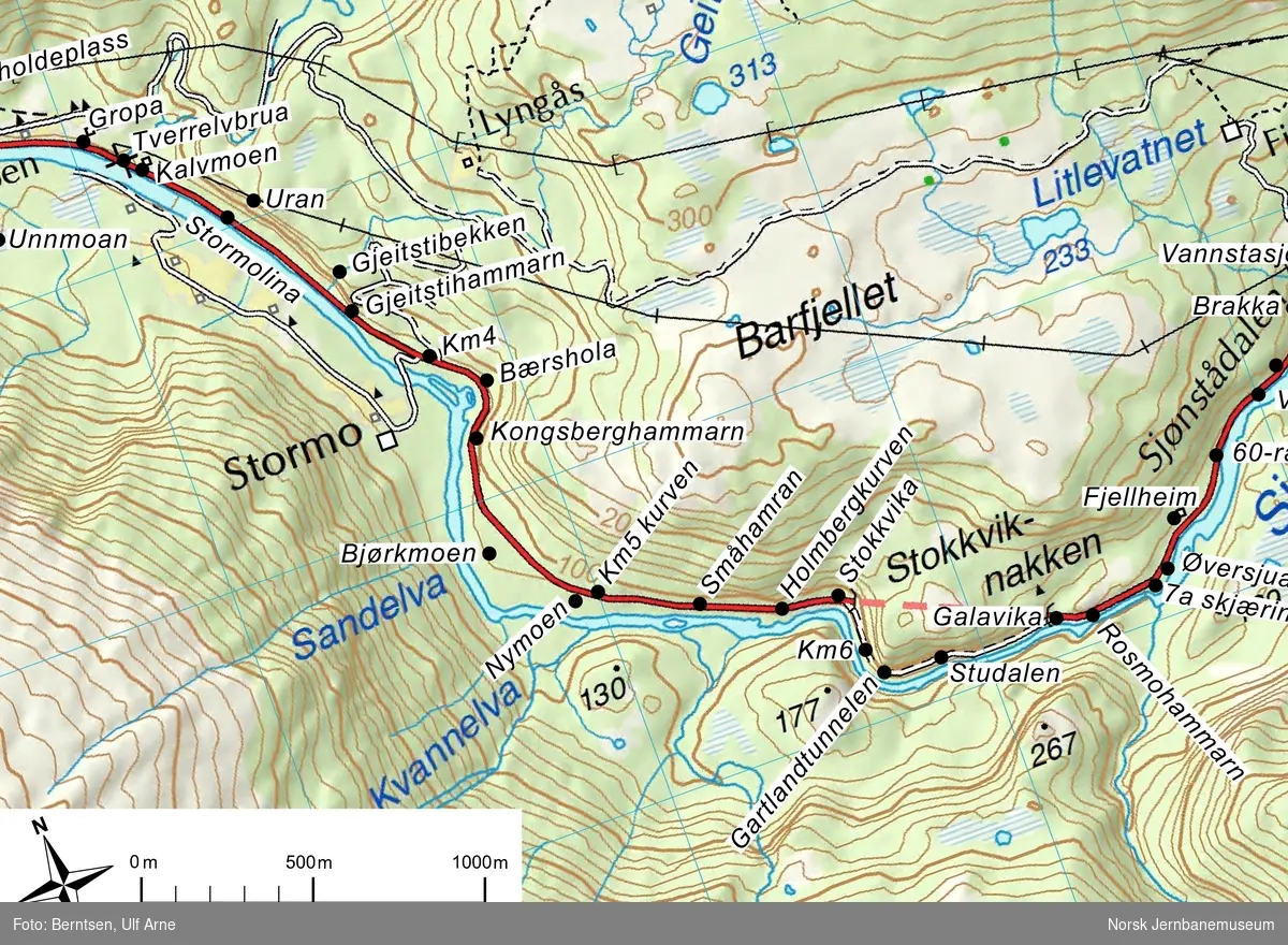 Underveis fra Finneid til Lomi, her i Bærshola like øst for Ågifjellet
