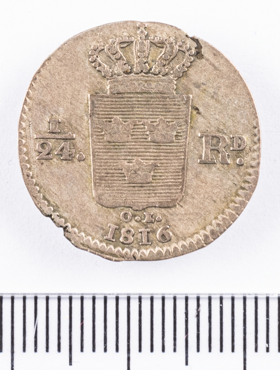 Mynt, Sverige, 1/24 riksdaler, 1816.