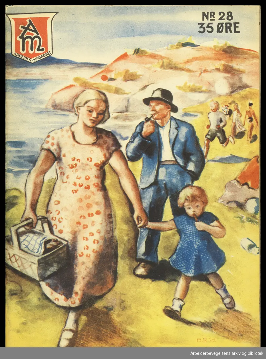 Arbeidermagasinet - Magasinet for alle. Forside. Nr. 28. 1935. Illustrasjon: Borghild Rud..