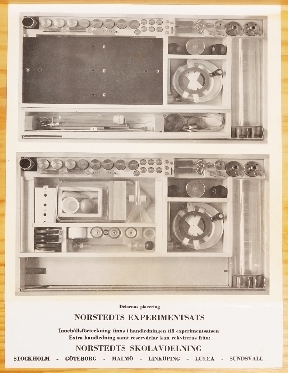 Norstedts experimentsats, i trälåda.