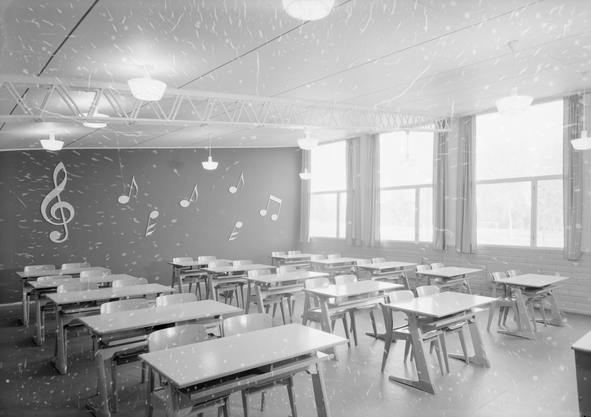 Arkitekturfoto av et klasserom på Veitvet skole.
