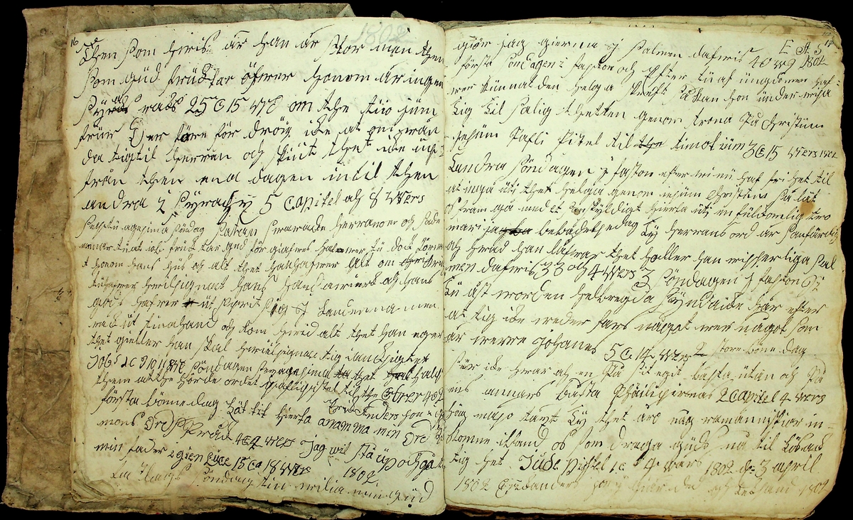 Dagbok skriven av Näs Erik Andersson från Gärde, Leksands socken under åren 1800-1821. 
Innehåller även utdrag ur predikan som Näs Erik Andersson bevistat.