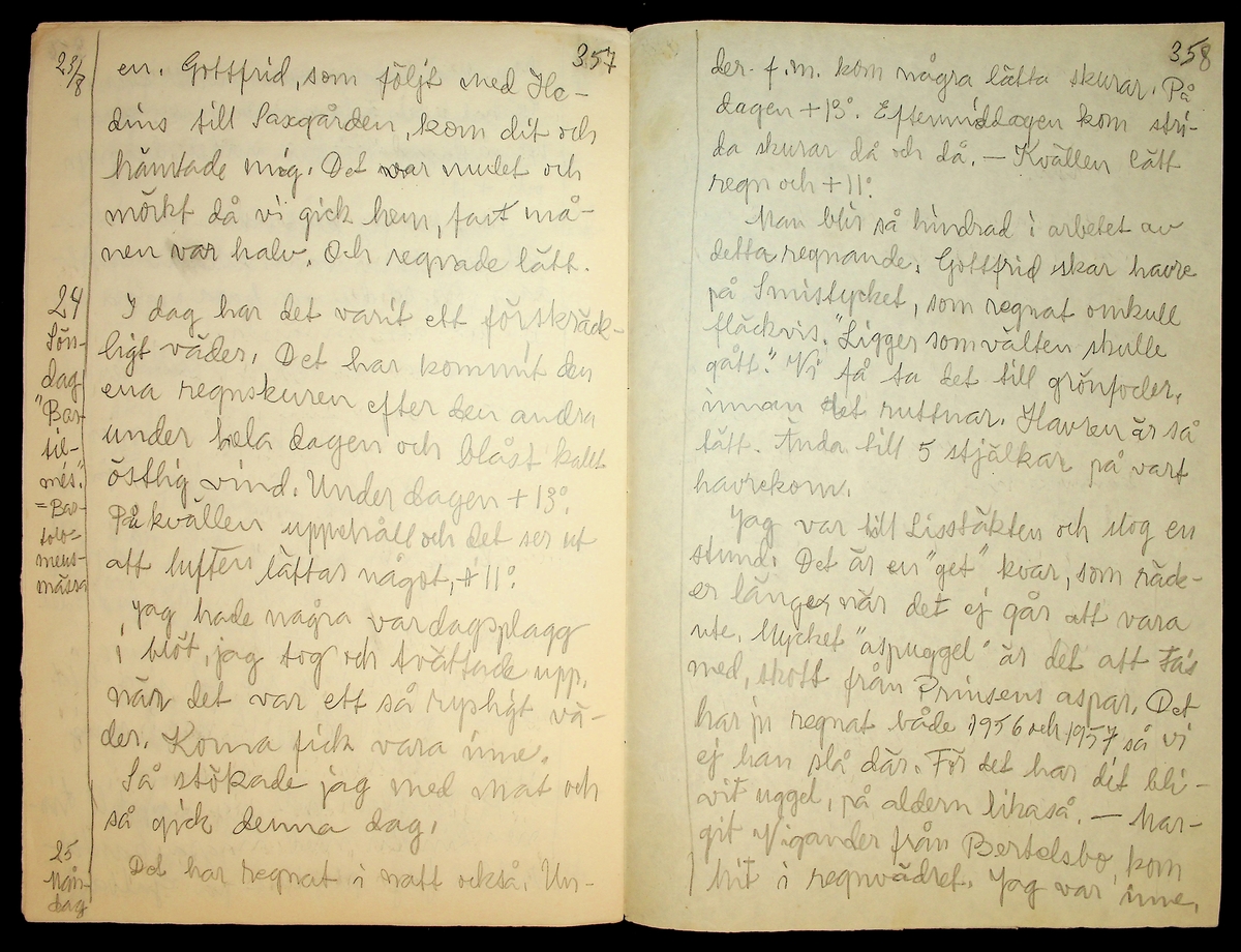 Dagbok skriven åren 1958-1959 av Rällsjö Brita på Rällsjögården i Bjursås socken.
Innehåller anteckningar om bl.a. hushållsarbete, diverse händelser och observationer (Sputnik I och II).