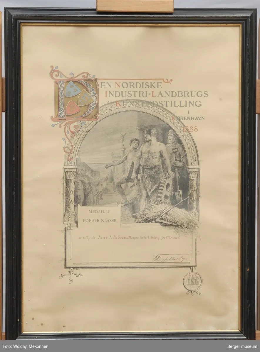 Diplom fra Den Nordiske Industri-Landbrugs og Kunstudstilling i København 1888