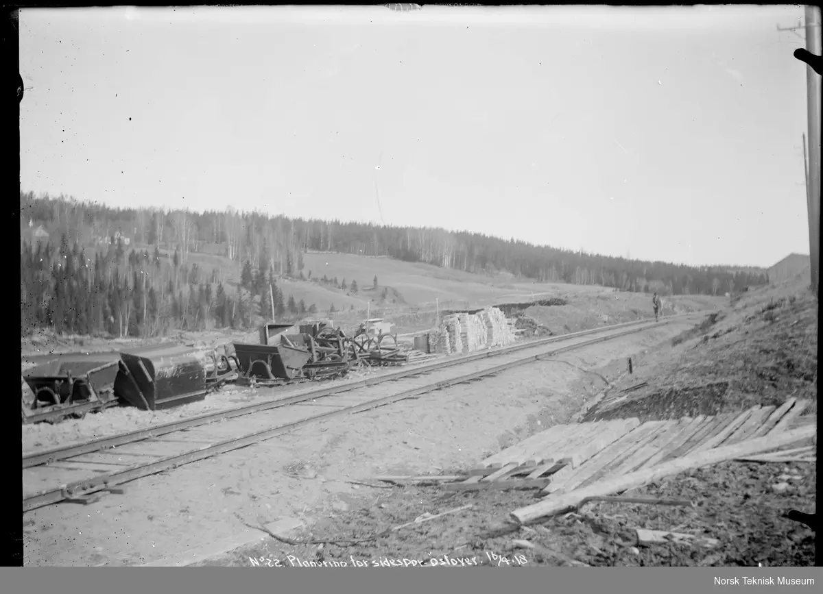 Planering av sidespor for jernbanen østover i forbindelse med utbyggingen av Raanaasfossen 1918-1930