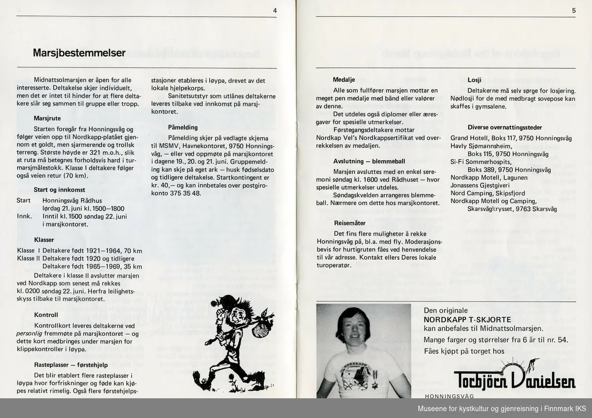 Program for Midnattsolmarsjen 21. og 22. juni 1980. Deler av programmet er også forklart på engelsk.