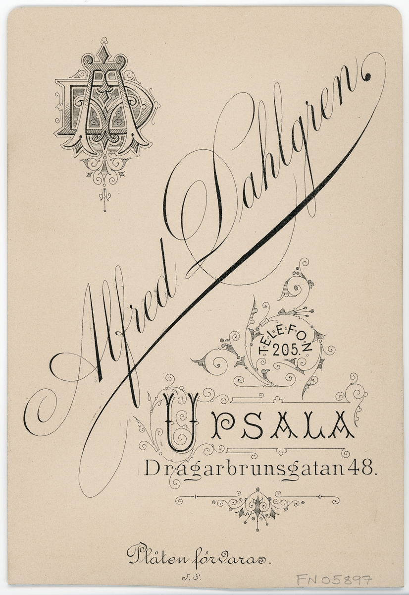 Kabinettsfotografi - vy över Fyrisån, Uppsala 1891