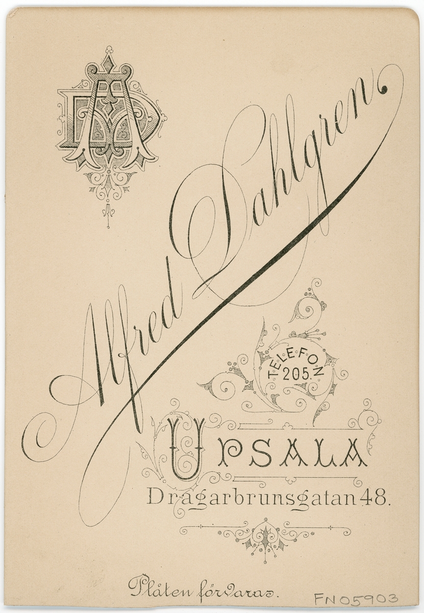 Kabinettsfotografi - Gunillaklockan, Uppsala 1892