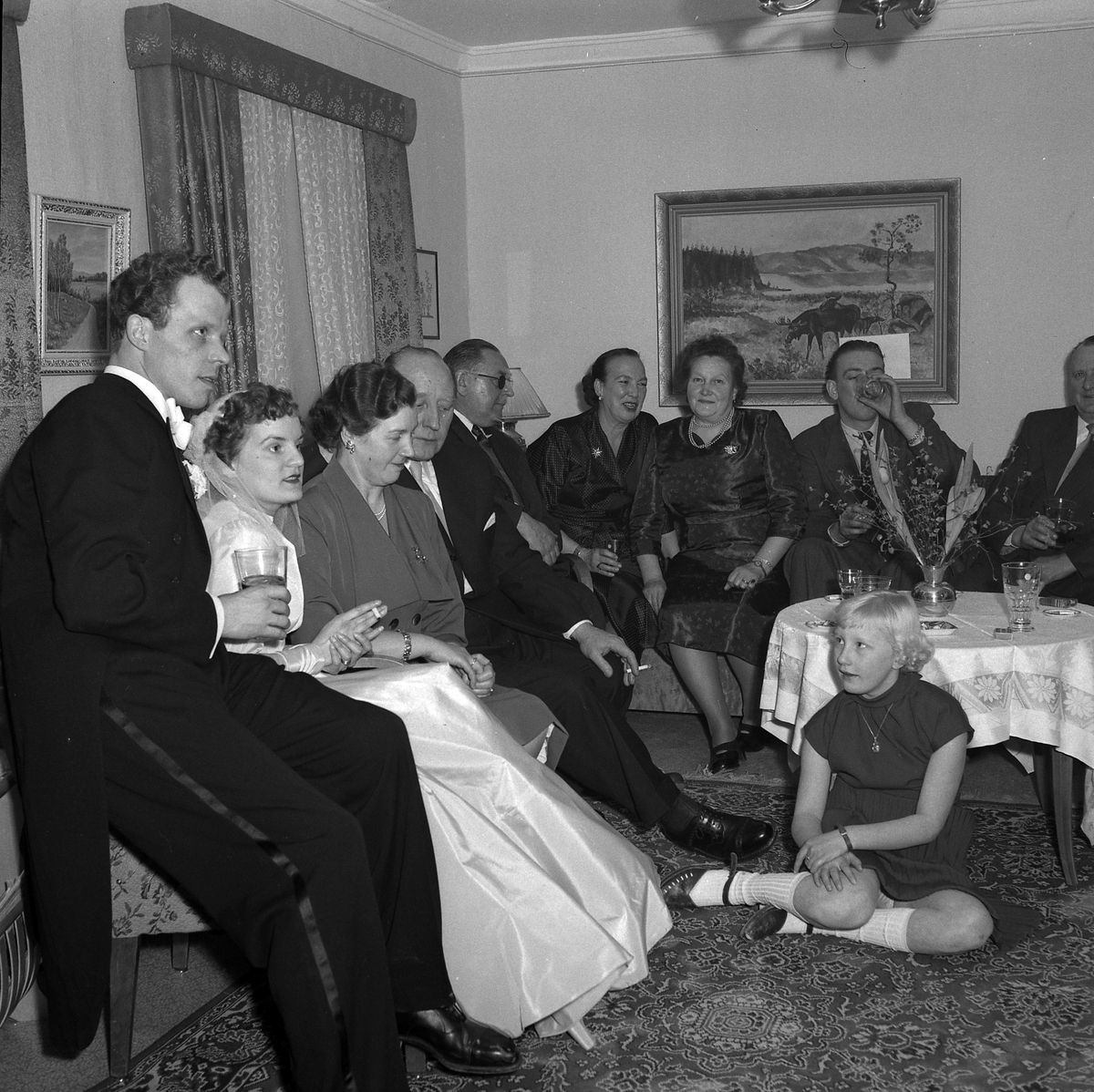 Fest i samband med Sonja och Carl-Erics bröllop. Febr 1953.