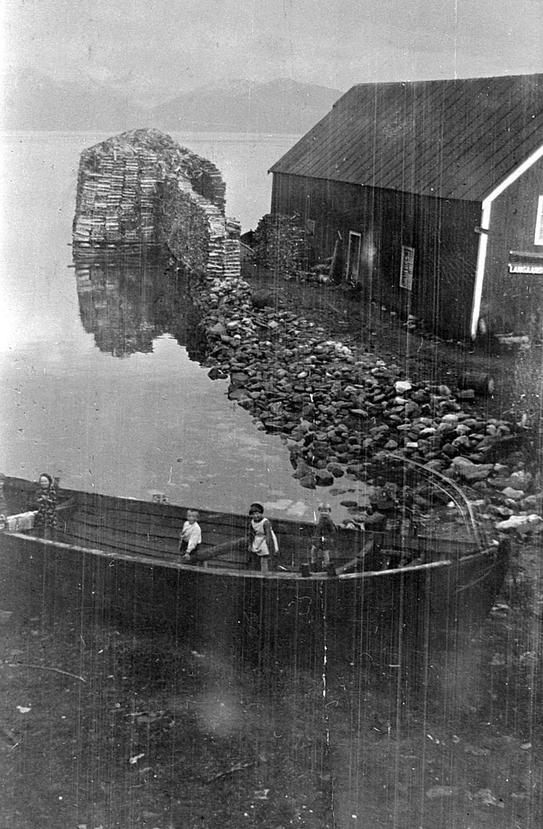 Barn i båt, brygge og vedstabler, Storsteinnes - Midt-Troms Museum ...