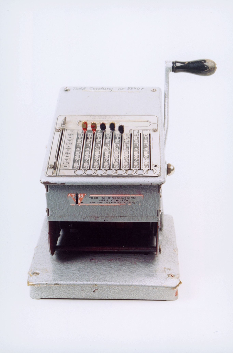 postmuseet, gjenstander, maskin, sikringsmaskin, Todd century nr.58407