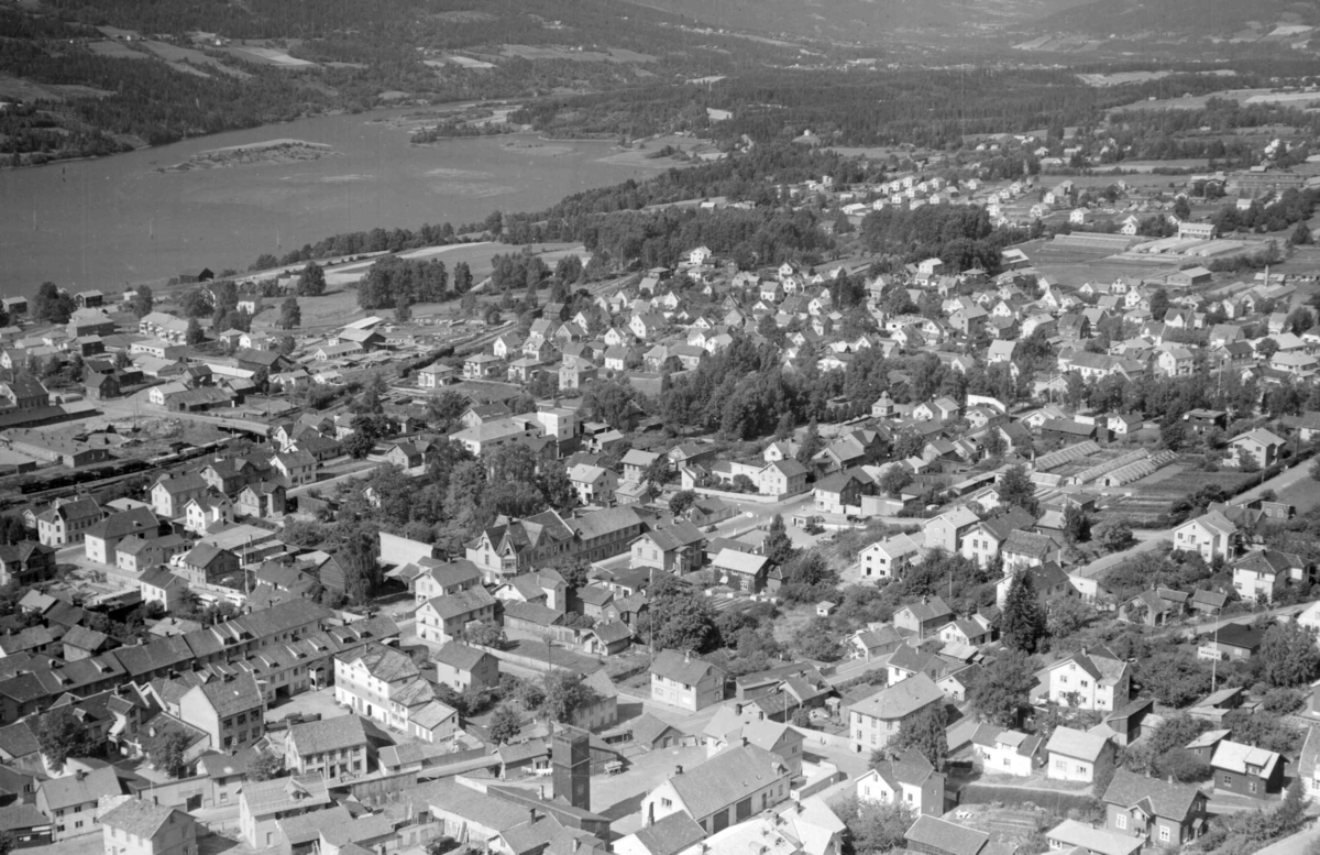 Flyfoto, Lillehammer, sentrum, Nordre Ål, Lågen,