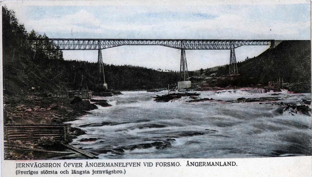 Järnvägsbro över Ångermanälven vid Forsmo. Sveriges största och längsta järnvägsbro.