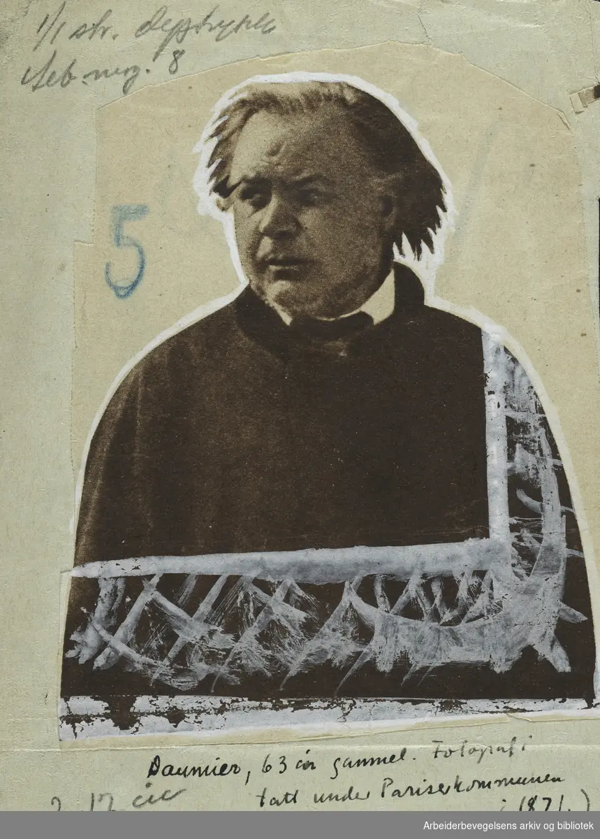 Honoré Daumier (1808-1879). Fransk maler, grafiker, skulptør og karikaturtegner. NB! Feilaktig tidsangivelse på bildet. Bildet er ikke tatt under Pariserkommunen, men av Nadar i årene mellom 1856 og 1858. Arbeidermagasinet/Magasinet for Alle