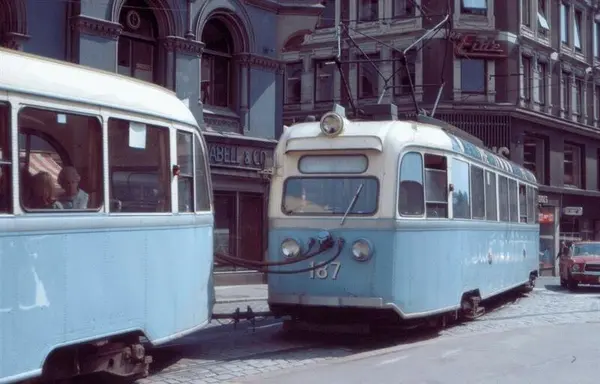 Oslo Sporveier, B1 187, Kobling Som 2. Vogn I Tog, "B-tog" På Wessels ...