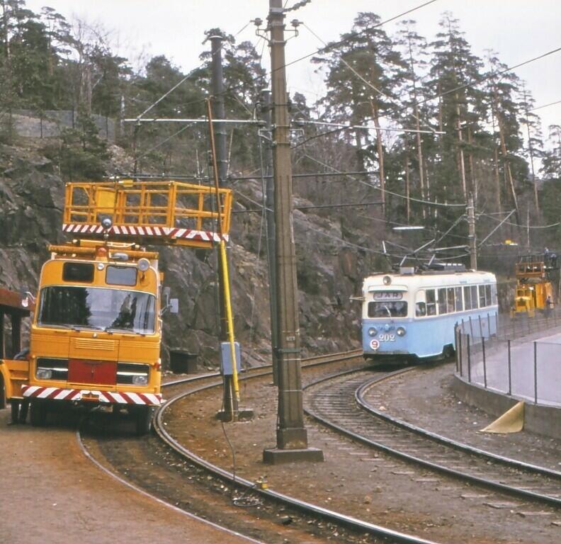 Oslo Sporveier, B1 202 linje 9. Sjømannsskolen. Ledningsbil.