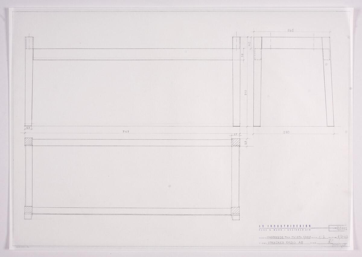 Tv-bänk [ritning] - Designarkivet / DigitaltMuseum