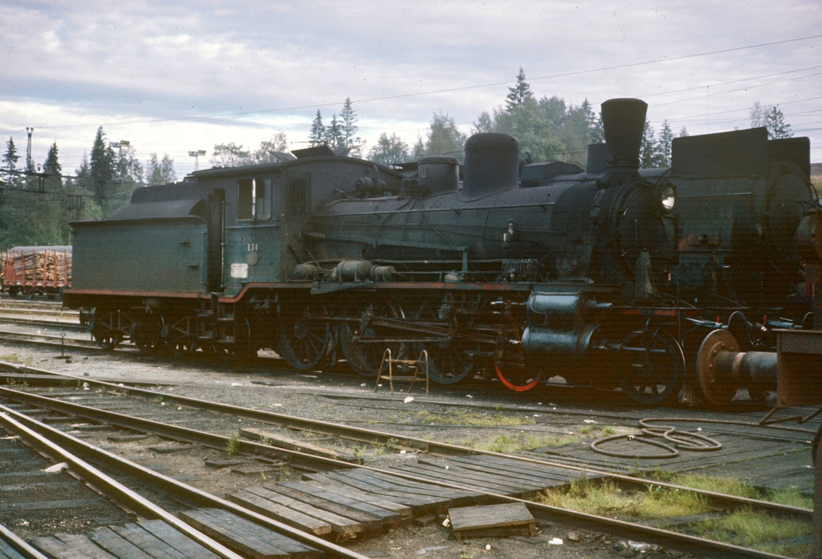 Damplokomotiv type 18c nr. 134 på Kongsvinger stasjon. Dette var da Norges eldste damplok i drift, bygget i 1901.
