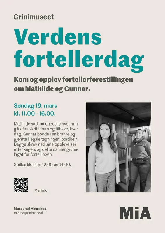 Plakat for fortellerdag på Grinimuseet