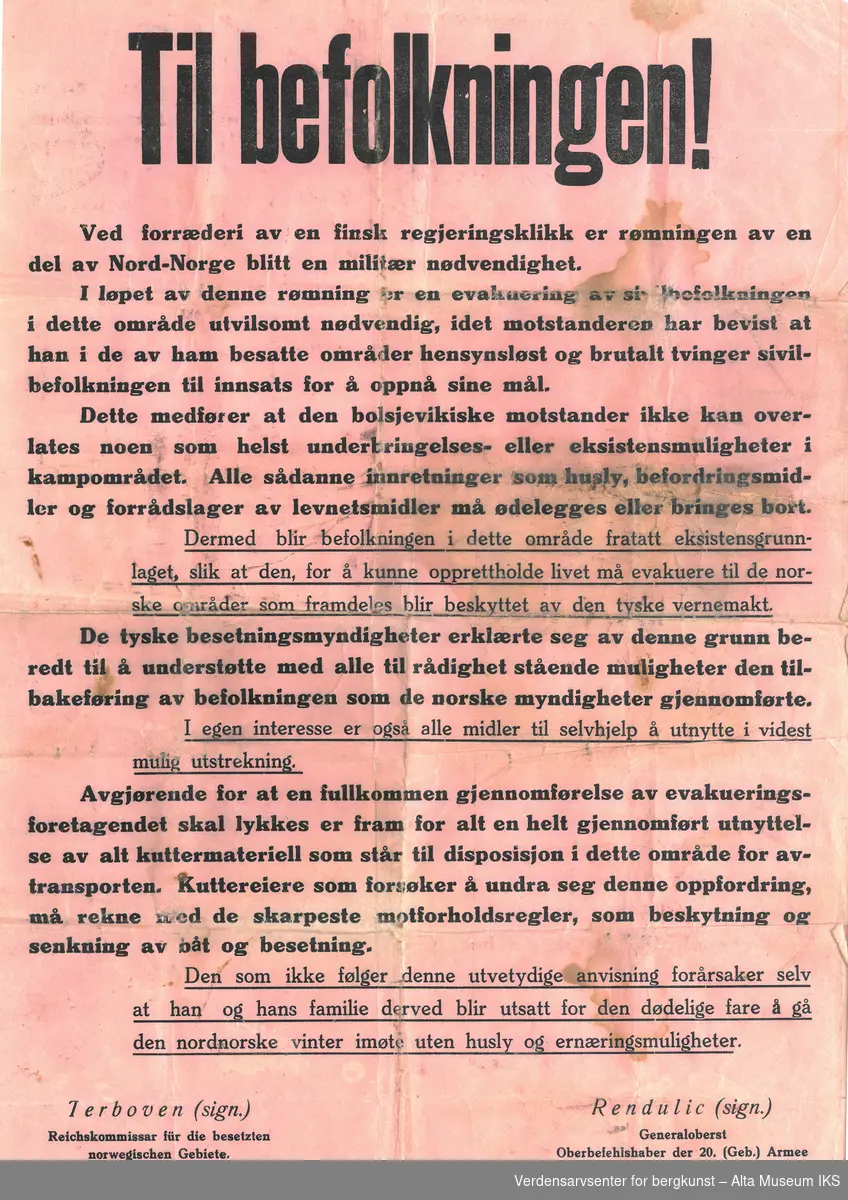 Tospråklig dobbelplakat på tysk og norsk.