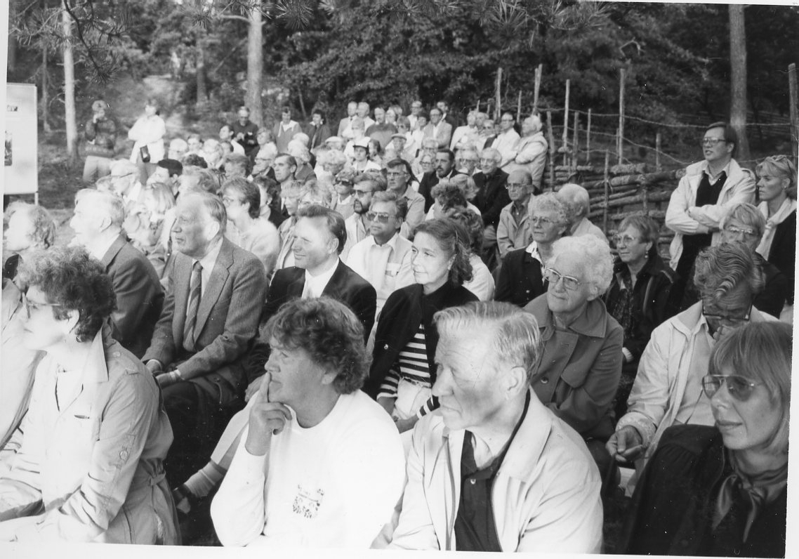 Sittande och stående publik på Grännaberget.