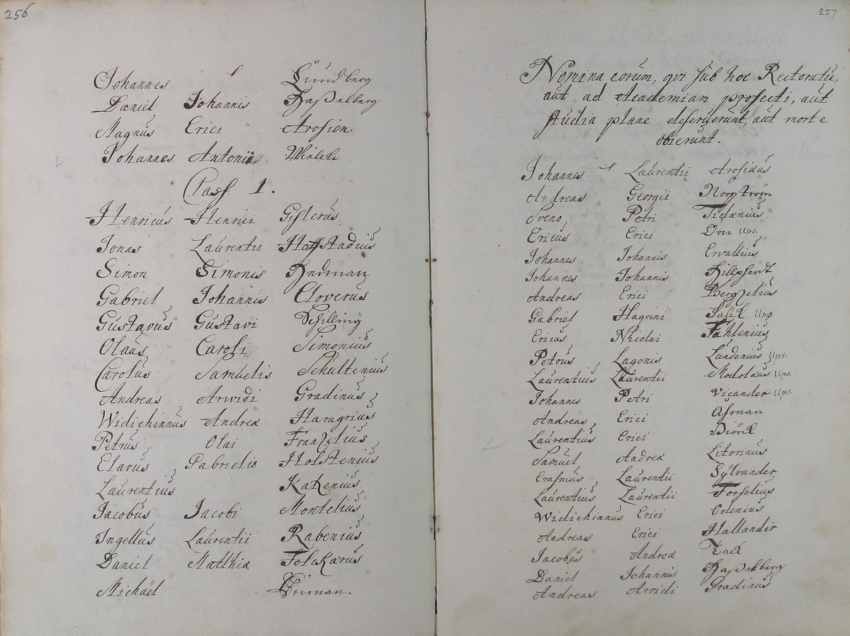 Rudbeckianska skolan i Västerås elevlängd 1690-1702.