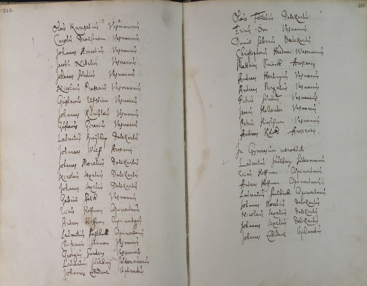 Rudbeckianska skolan i Västerås elevlängd 1680-1689.
