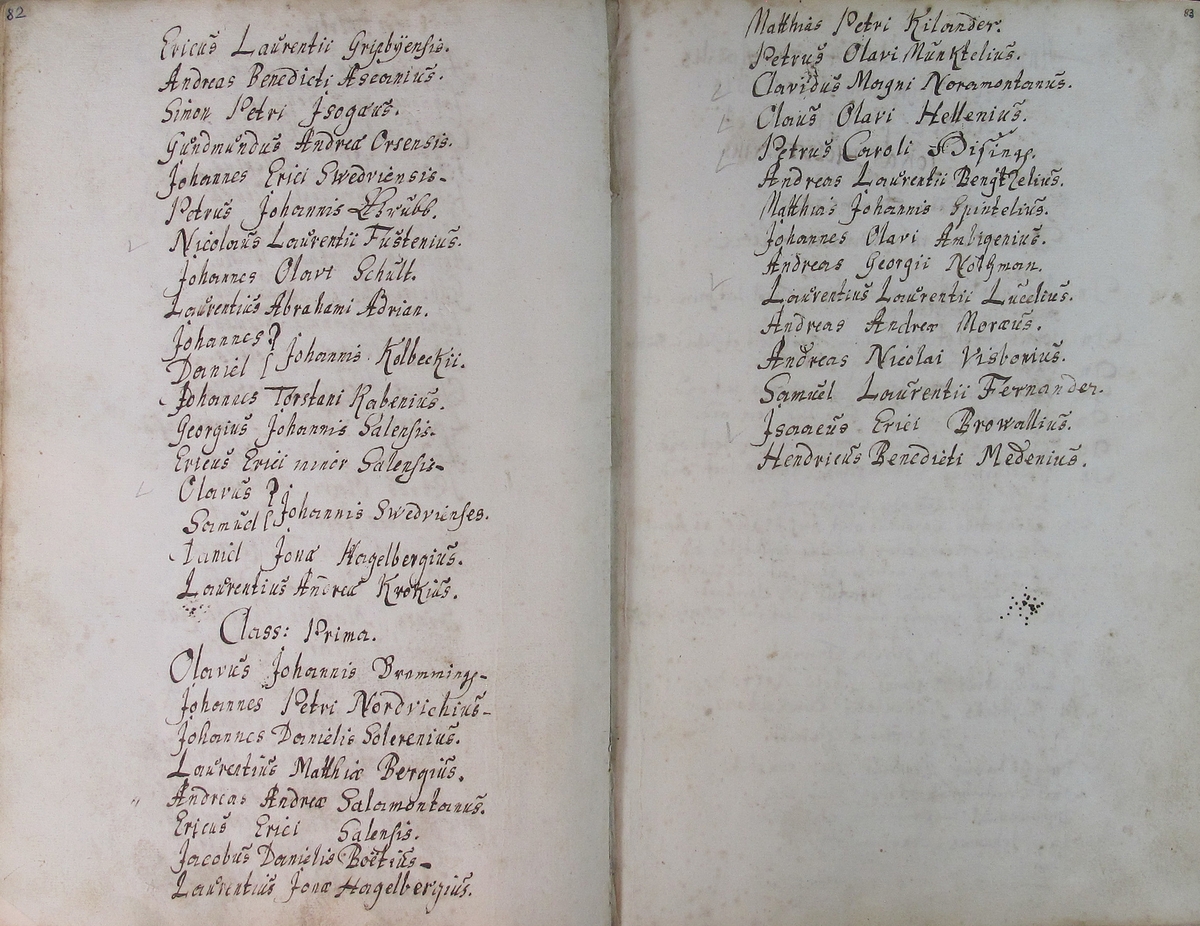 Rudbeckianska skolan i Västerås elevlängd 1660-1669.