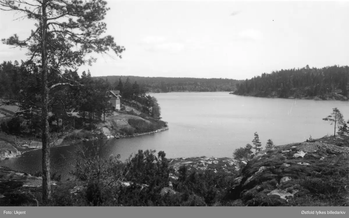 Vansjø i Moss, Nedre Vansjø - Krapfoss ca. 1920. Postkort.