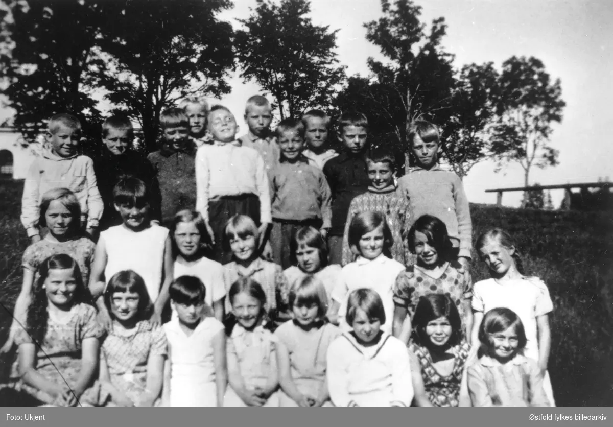 Spydeberg skole 1931. Navneliste med plassering - se fotokort.