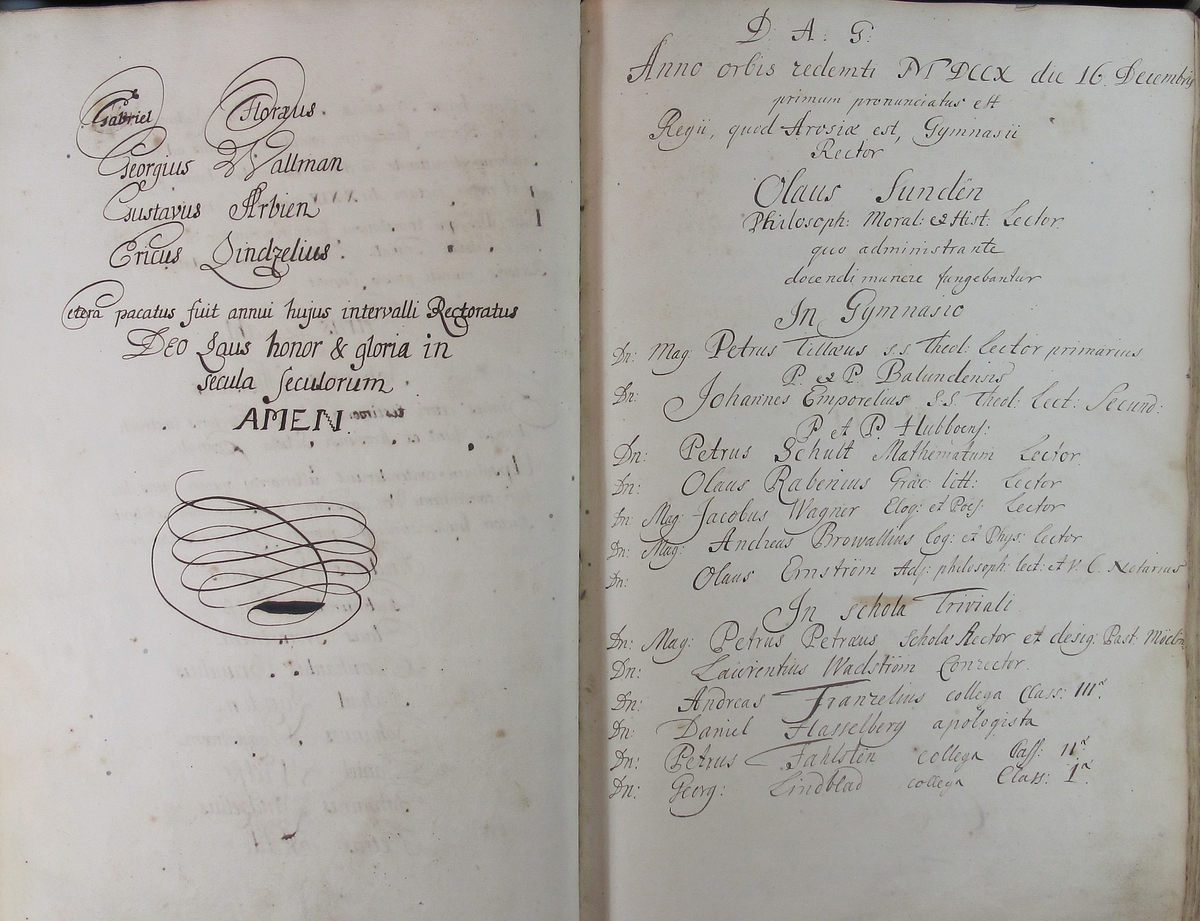 Rudbeckianska skolan i Västerås elevlängd 1703-1709.