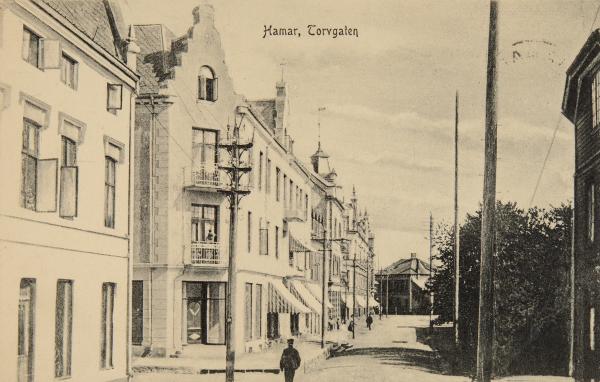 Postkort, Hamar, Torggata 13, Norrønagården, bygårder
