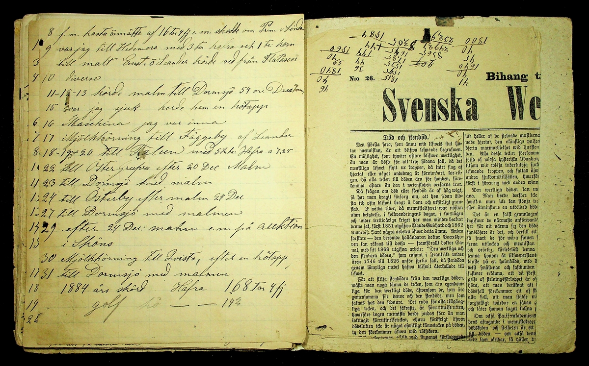 Dagbok åren 1880-1884 efter Hemmansägare Sigge Johan Gustaf Eriksson i Översätra, Stora Skedvi socken.