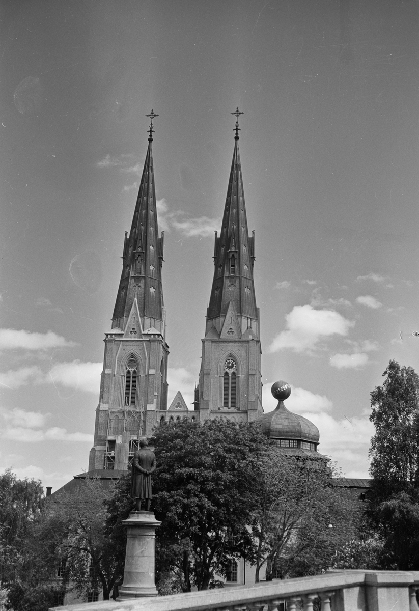 Uppsala domkyrka sedd från Universitetet, Uppsala 1954