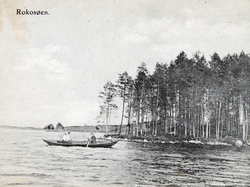 Postkort, Løten, Rokosjøen, robåt,