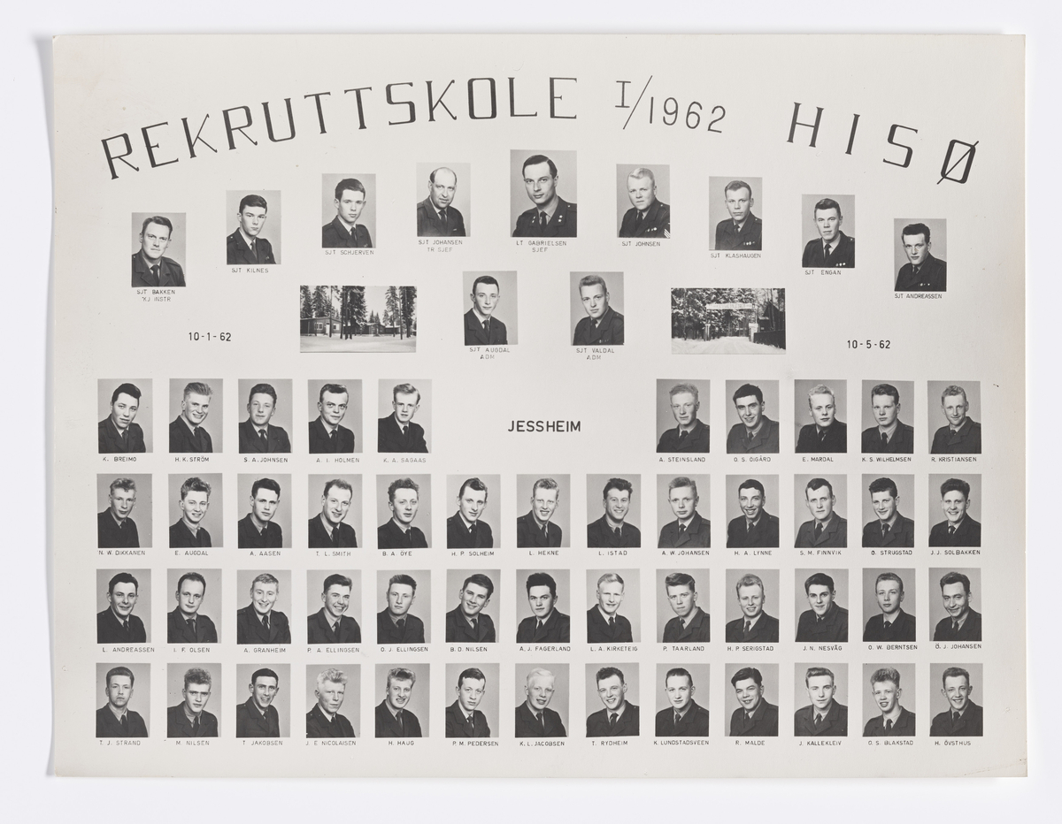 Militære årsfoto. Rekruttskole I/1962. HISØ. Jessheim  