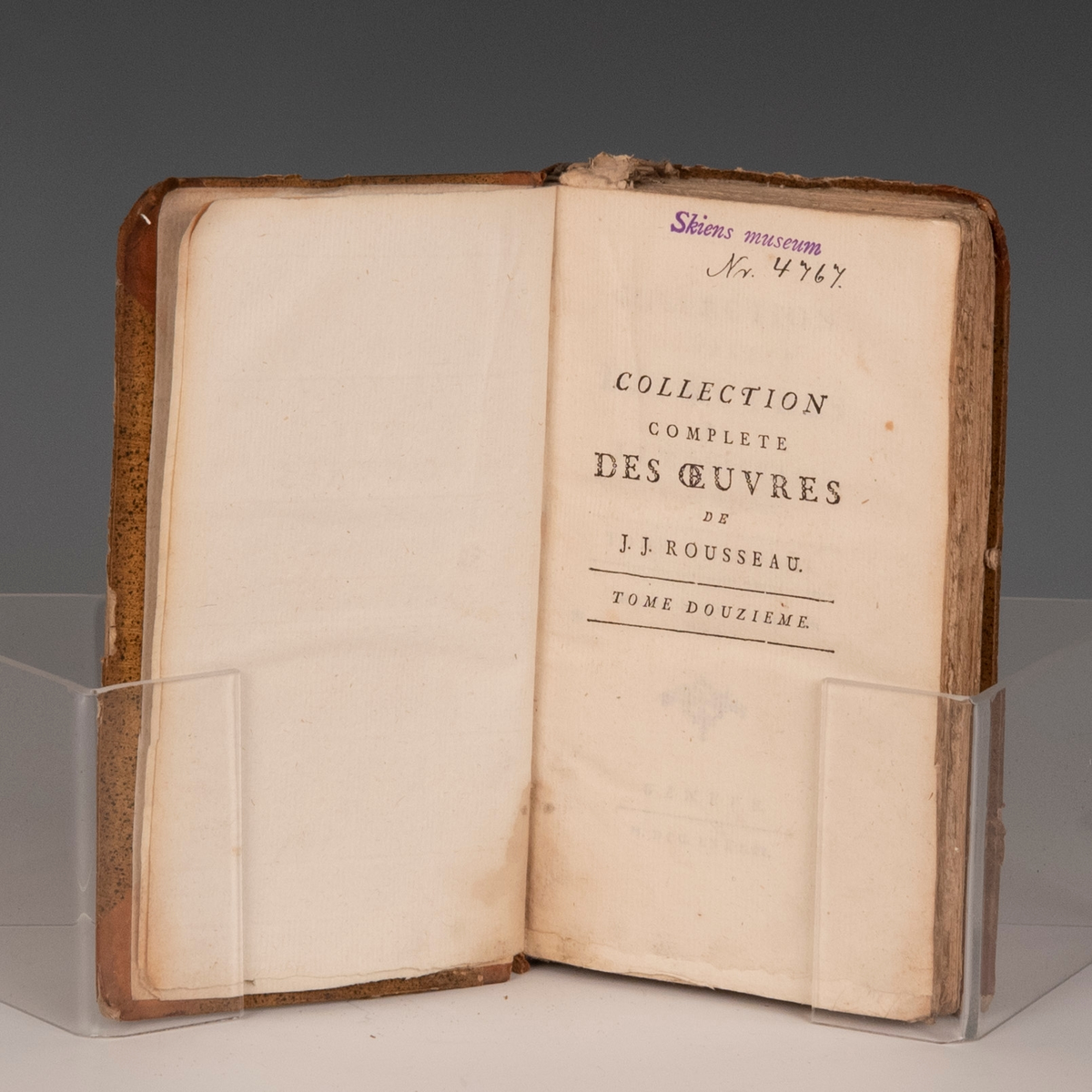 "Oeuvres de J.J. Rousseau XI-XIV, XVII-XVIII og XXII". Geneve 1781-82. Delskbd. fra samtiden. 12.