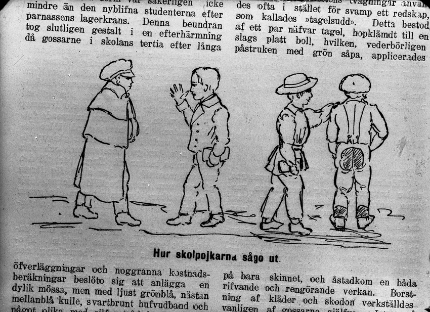 Pennteckning av skolpojkar på 1840-talet, Västerås.